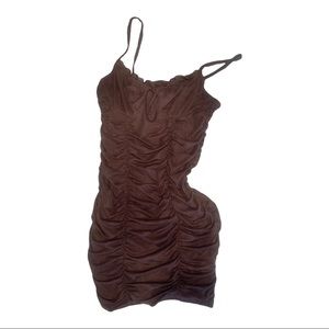 H&M Ruched Brown Mini Dress